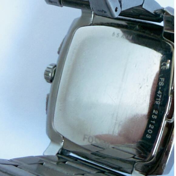 FOSSIL MACHINE Analog Square 44mm Face Smoke SS Quartz Metal Band Mens Watch - Picture 11 of 14